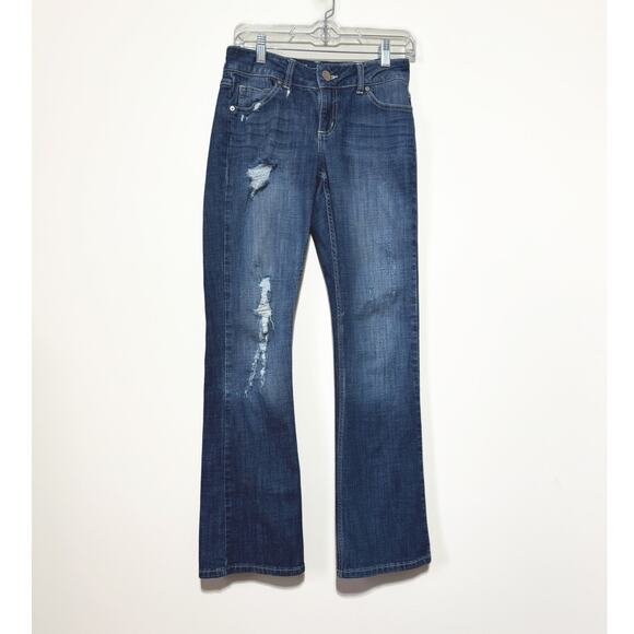 Wrangler Junior Girls Essential Mae Mid Rise Boot Cut Jeans Medium Wash 3x32 - Picture 1 of 9